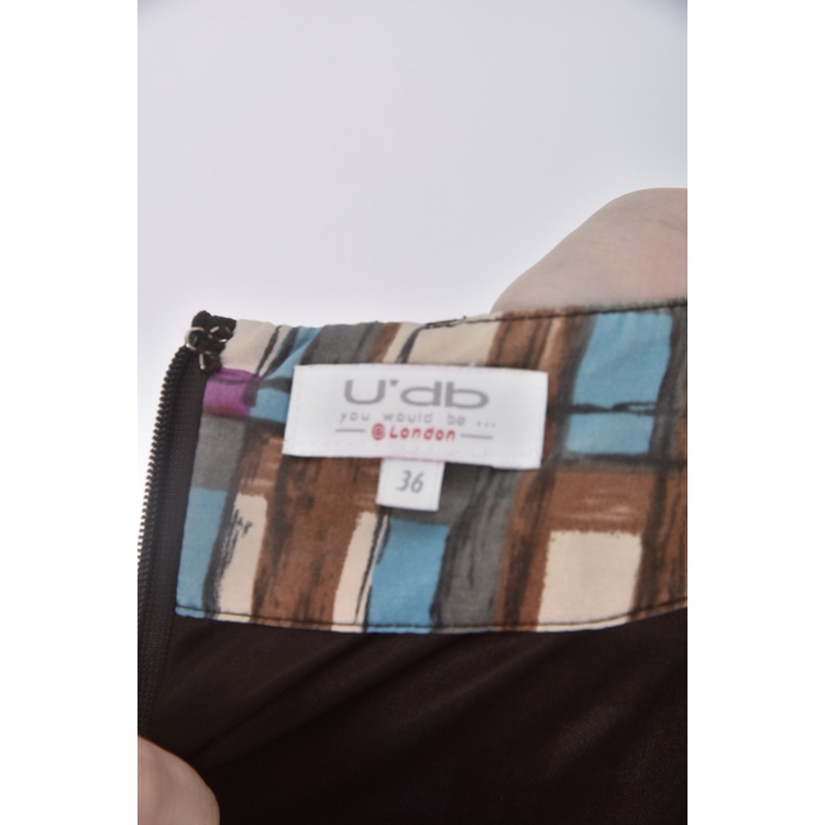 (S) udb棉質格紋棕紫色洋裝二手衣, , large
