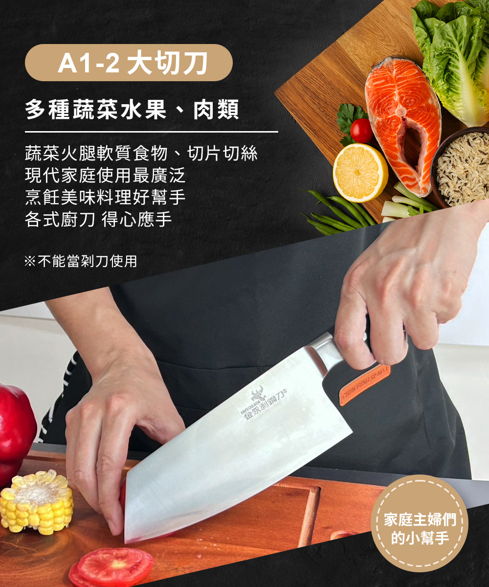 【金永利鋼刀】A1-2切刀+F8三德刀+LMG 錘紋不沾雪平鍋20cm, , large