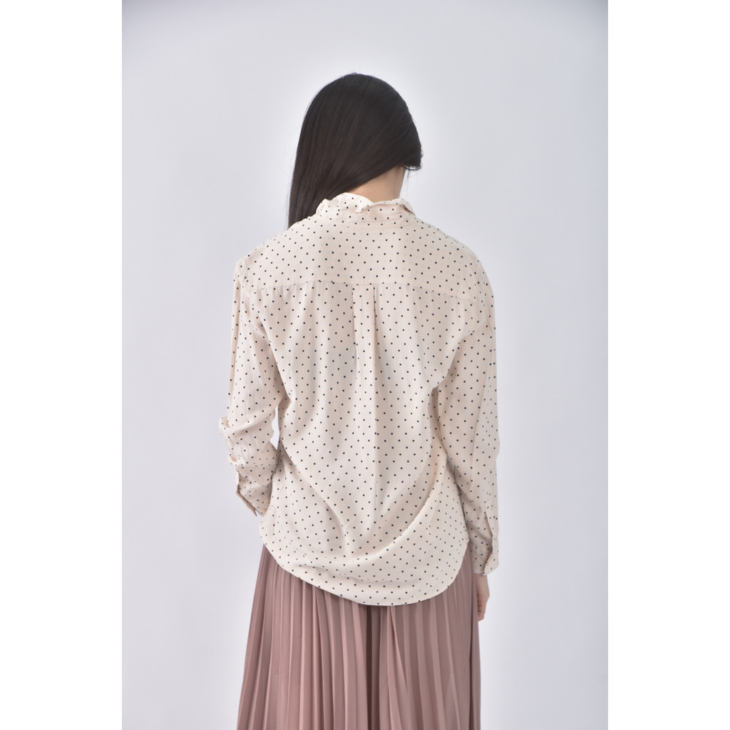 (S) uniqlo點點杏色長袖上衣二手衣, , large