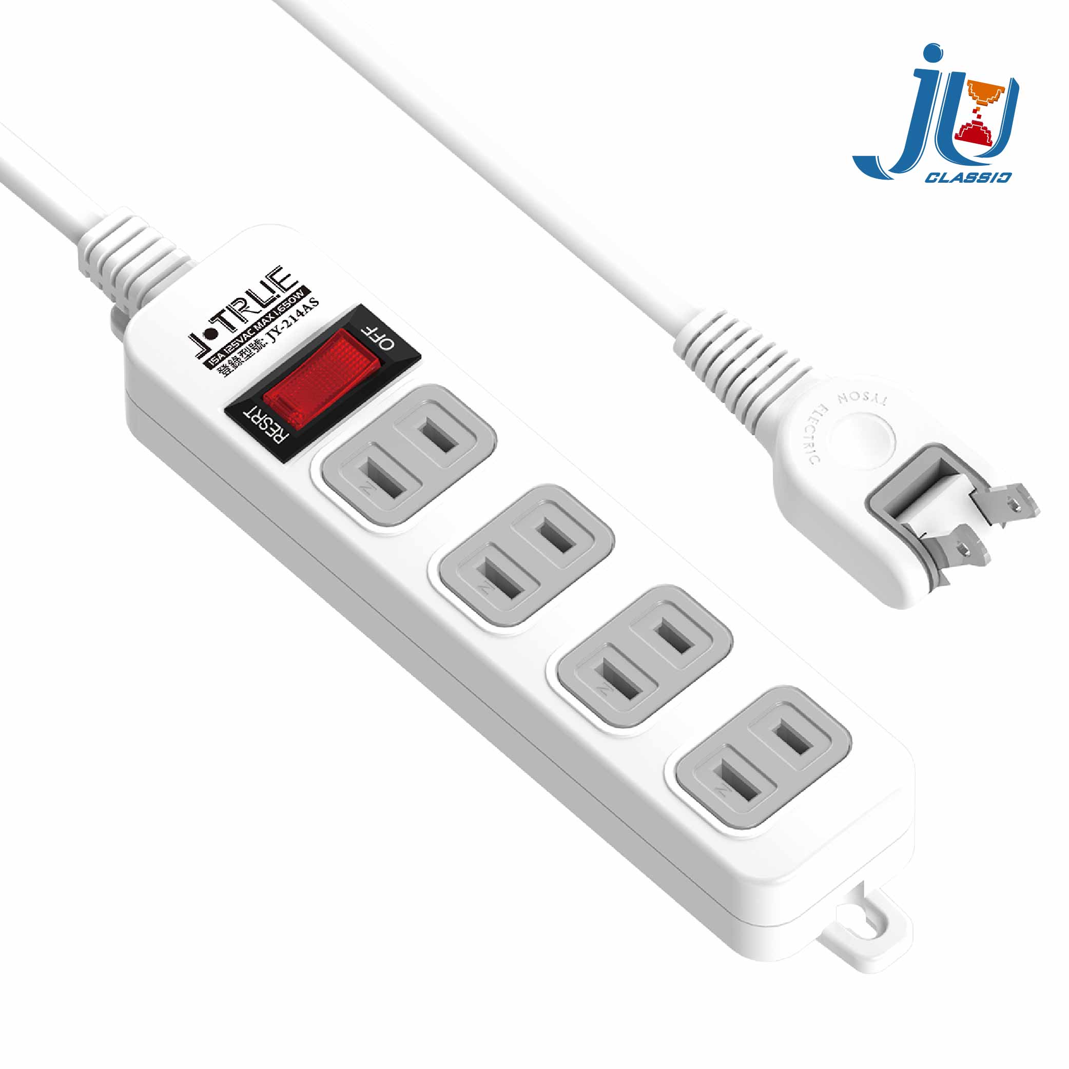 鉅玉經典｜One-way four-prong extension cable 1.8m JY-214AS-6, , large