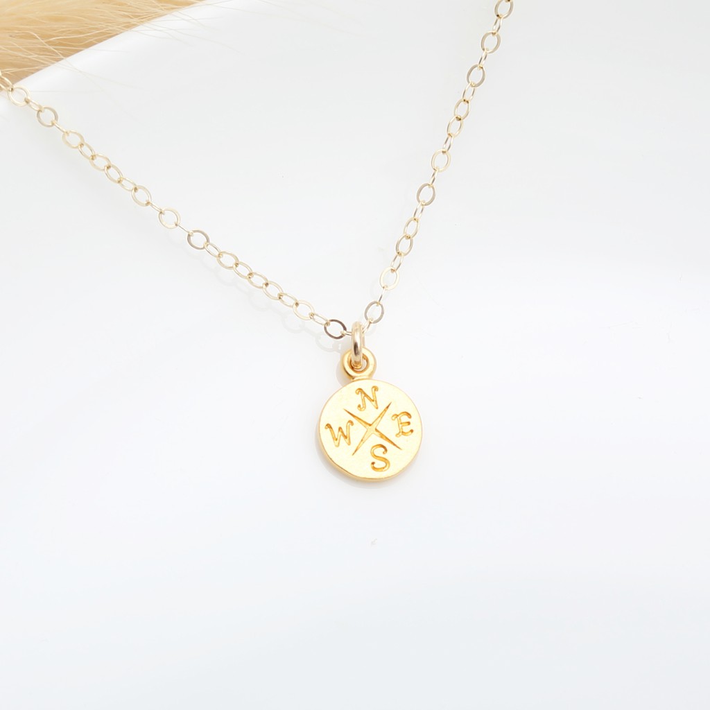 【Angel & Me】Lucky Compass s925 sterling silver 24k gold plated birthday necklace, , large