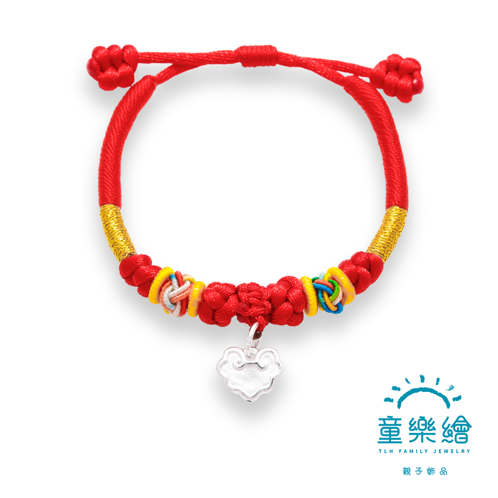 【童樂繪金飾】兒童純銀紅繩手鍊 寶寶金鎖片 (彌月銀飾 滿月禮 寶寶足銀)