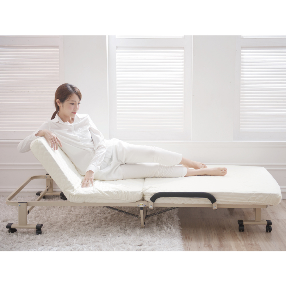 《Simple Life》No assembly required 6-section folding bed - off-white S-22, , large