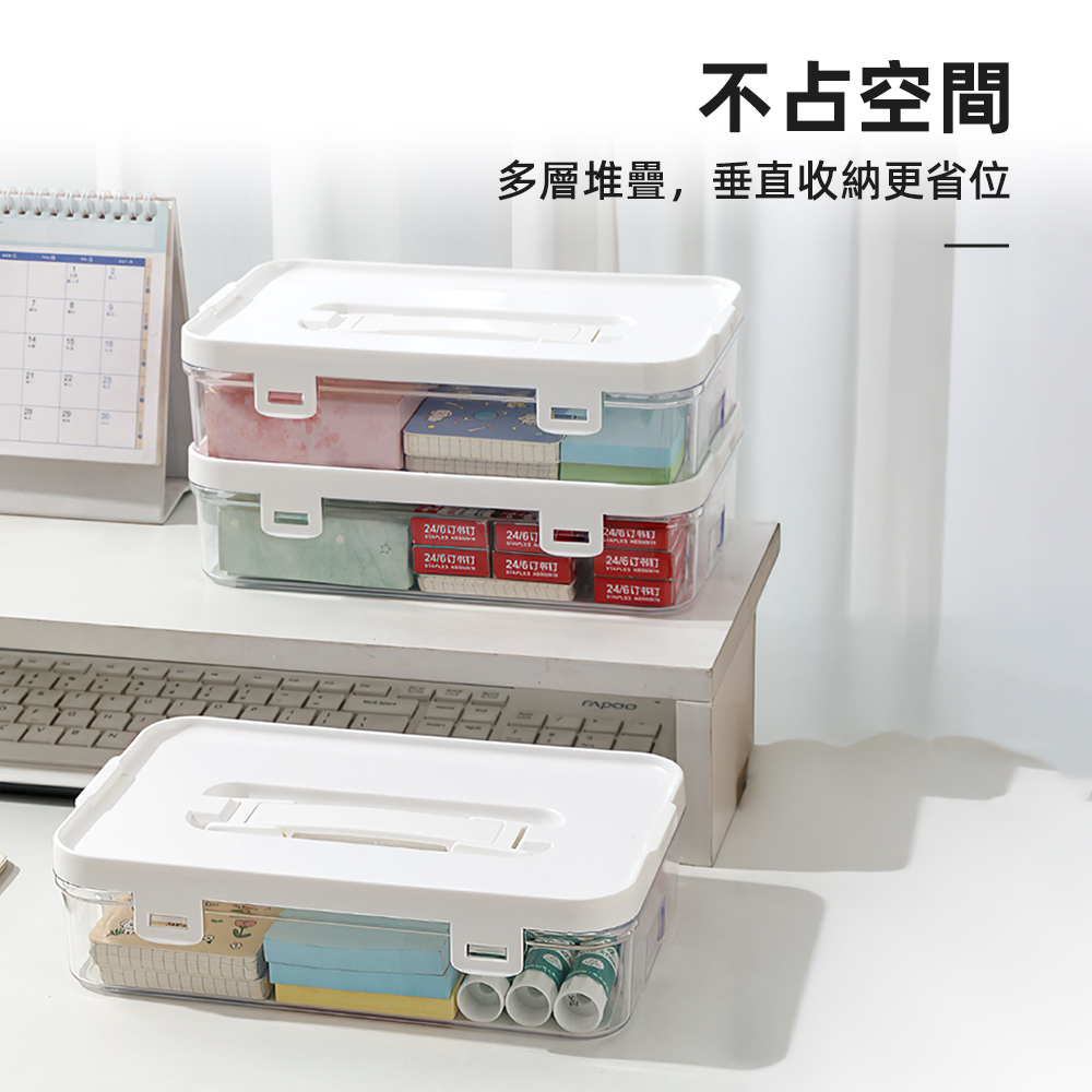 【上手家居】可疊加手提收納盒 白色三入(盒子收納盒/塑膠收納盒/帶蓋收納盒/手提收納箱/三層收納盒), , large