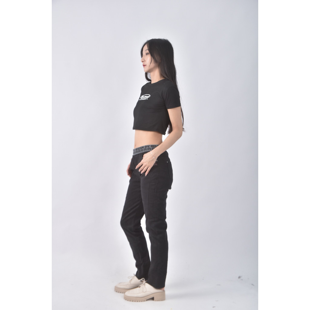 (XL) 丹寧牛仔豹紋黑色長褲二手衣, , large