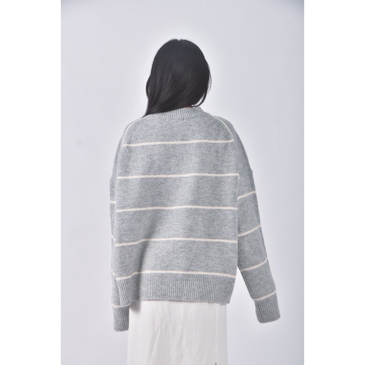 (2XL) genji條紋灰色長袖上衣二手衣, , large