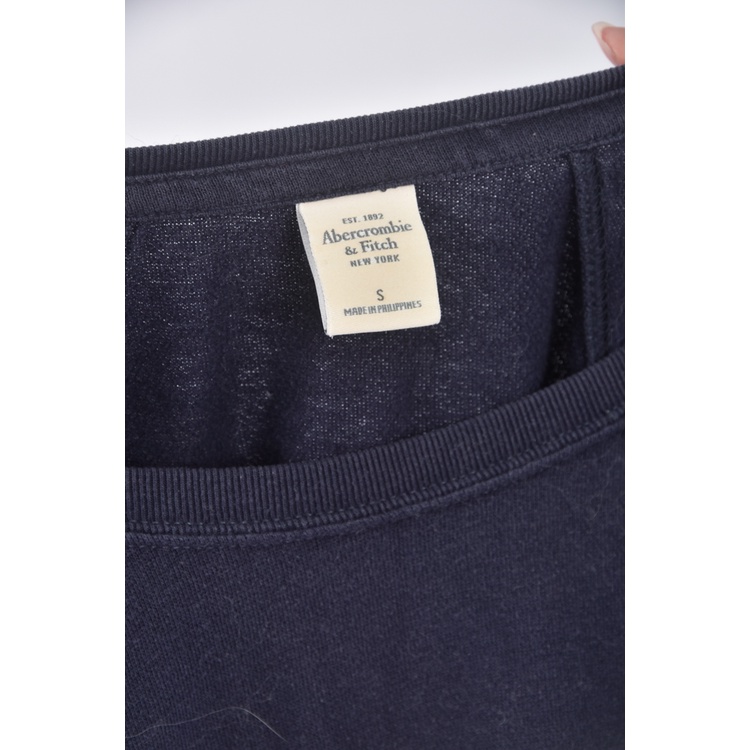 (M) abercrombie fitch質感棉質logo藍色長袖上衣二手衣, , large