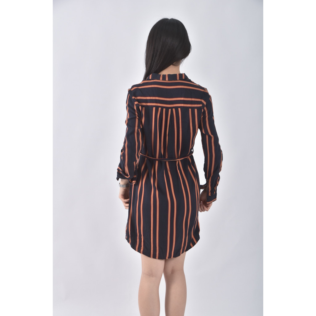 (S) cotton on條紋黑色綁帶洋裝二手衣, , large