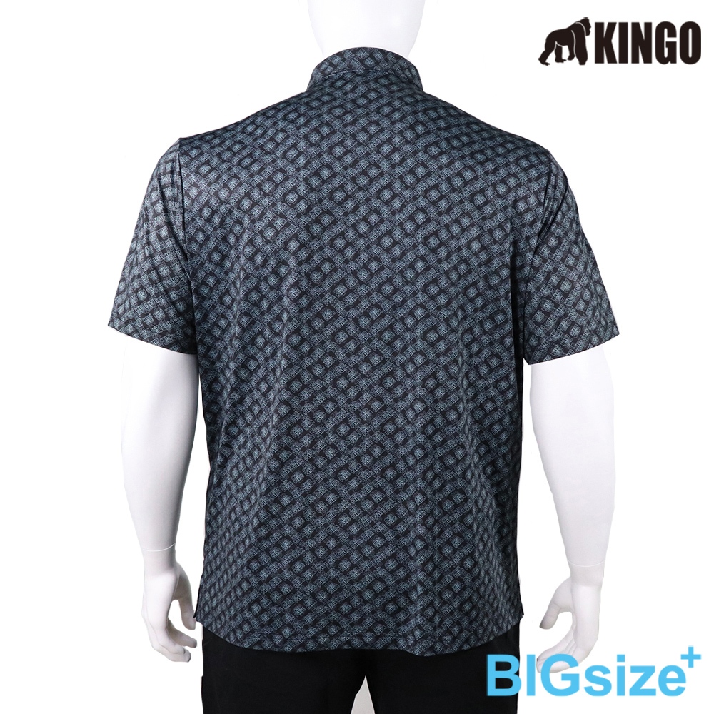 KINGO-大尺碼-男款 排汗POLO衫-藍綠-413203, , large