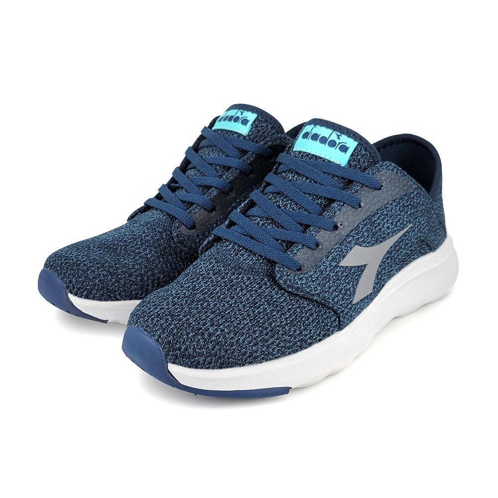 DIADORA迪亞多那 極輕飛織休閒鞋 女運動鞋 女鞋 兩穿式 反光 輕量 透氣 減壓 彈力 棉鞋墊 回彈 防滑 藍 灰, , large