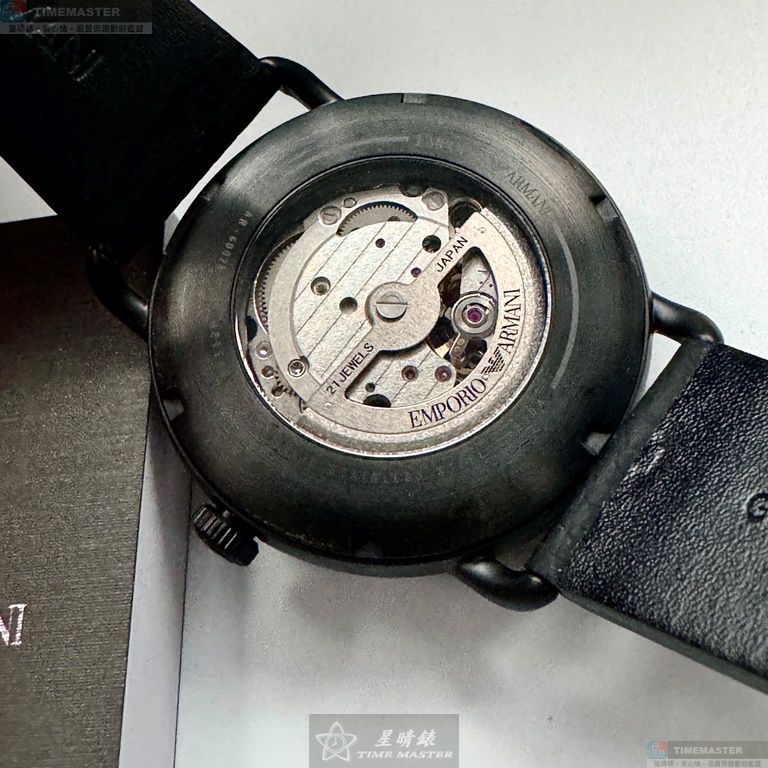 [星晴錶業]ARMANI手錶,44mm,AR00050黑色錶面黑錶殼深黑色真皮皮革錶帶款, , large