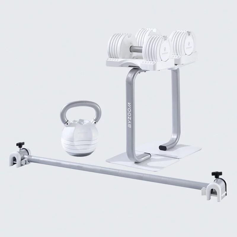 BYZOOM Fitness 11.3公斤(25磅)可調式重訓器材套組 速調啞鈴 壺鈴 槓鈴桿 啞鈴架 免運原廠一年保固, , large