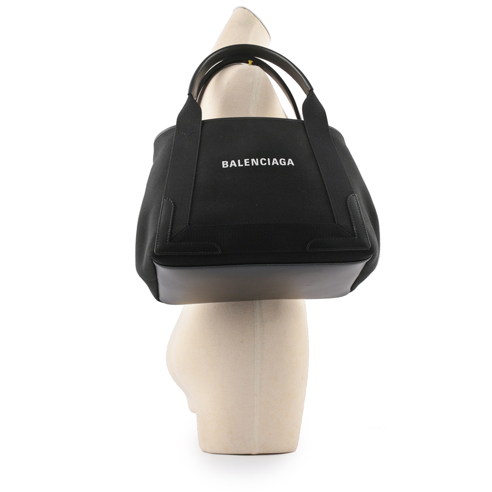 BALENCIAGA NAVY CABAS 帆布手提包/子母包/黑色/S, , large