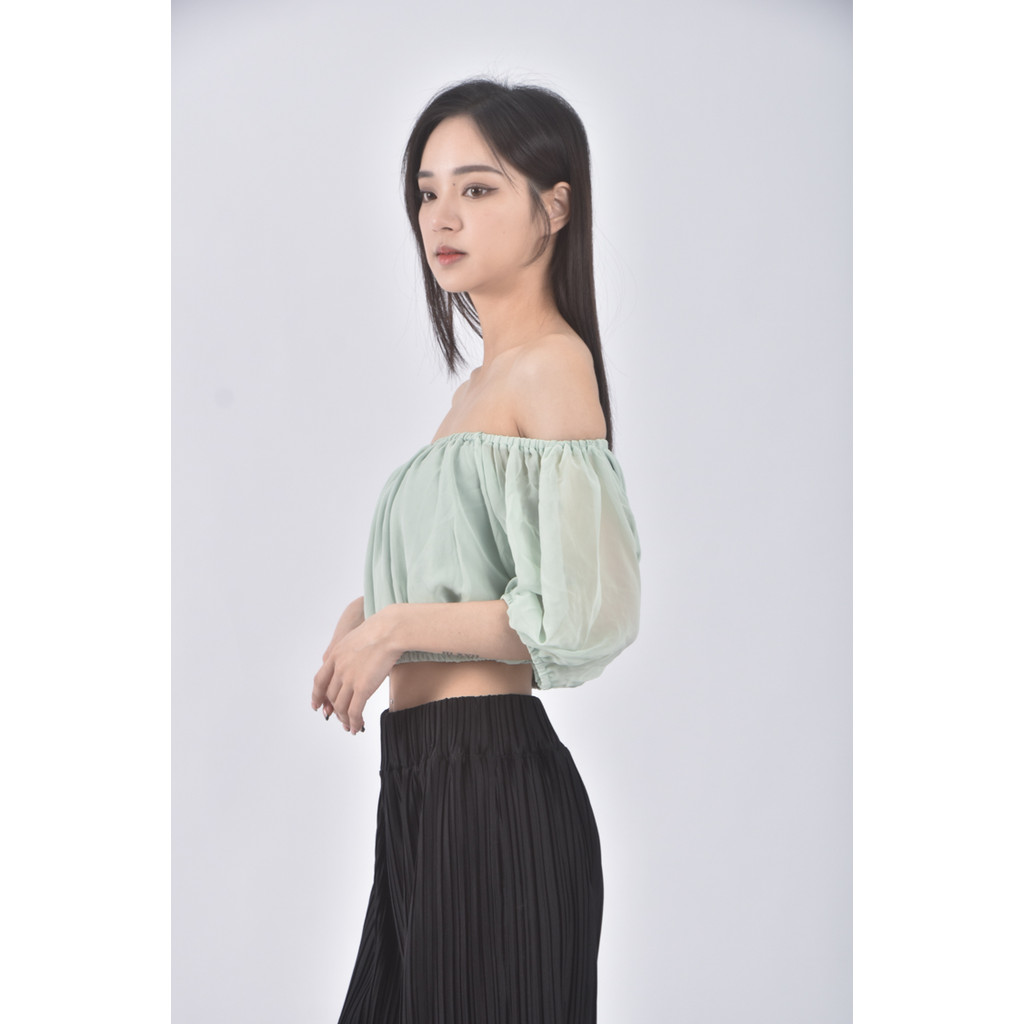 (S) exclmark質感修身短版蘋果綠色長袖上衣二手衣, , large