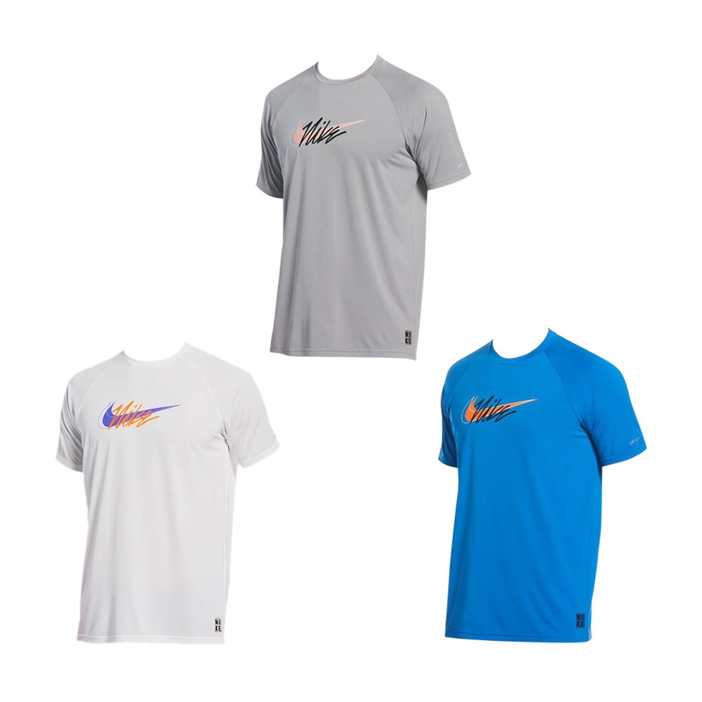 NIKE SCRIPT LOGO 成人男性短袖防曬衣 戶外 運動 吸汗 乾爽 透氣 灰 白 藍 XS/S/M/L/XL, , large