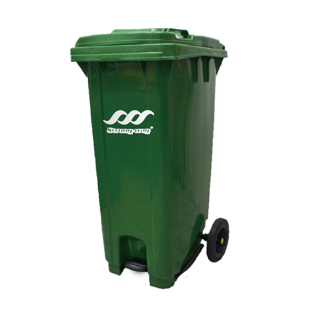 歐洲認證 垃圾拖桶 ERB-121G(經濟型)腳踏型 120公升 資源回收拖桶 防滑耐磨輪 高載重 社區學校垃圾桶