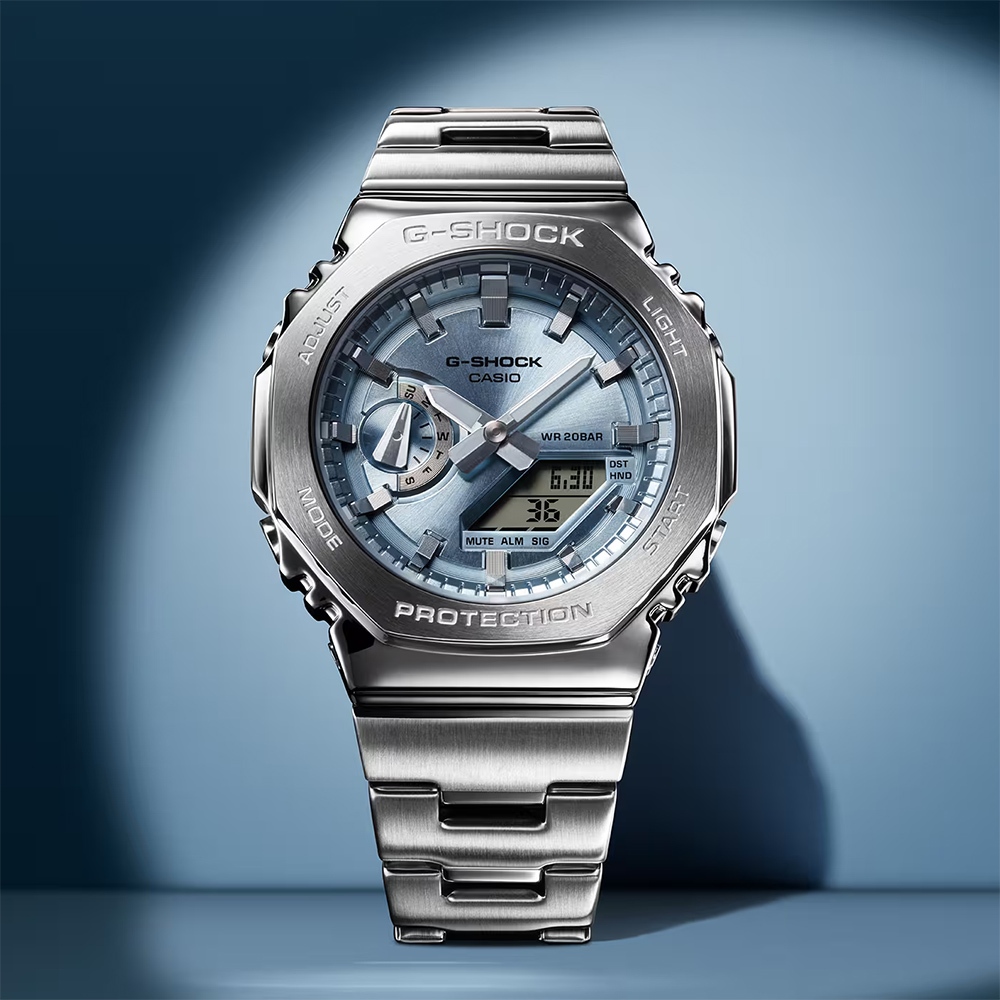 CASIO 卡西歐 G-SHOCK 金屬光系列八角雙顯電子錶手錶 GM-2110D-2A, , large