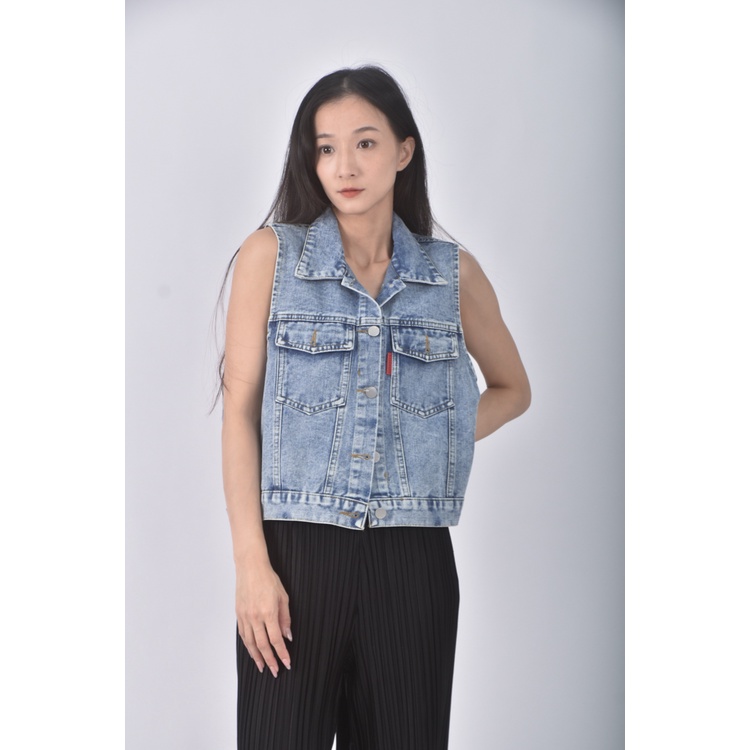 (S) nuan yang yang丹寧牛仔質感背心藍色外套二手衣, , large