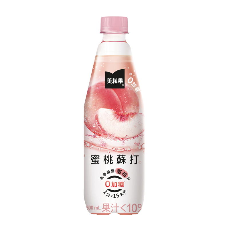美粒果零加糖蜜桃蘇打500ml, , large