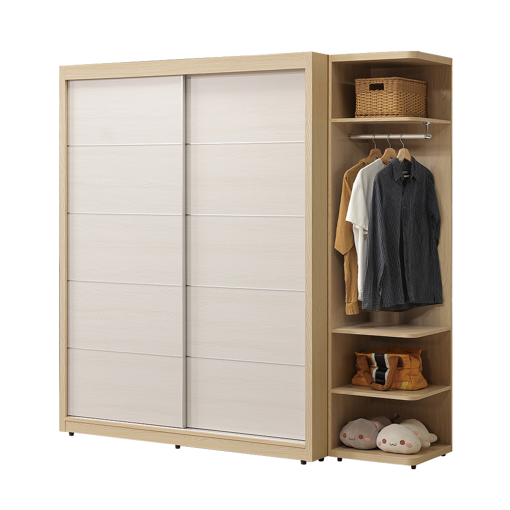 【唯熙傢俱】雷莎原木雙色6.6尺滑門衣櫃, , large