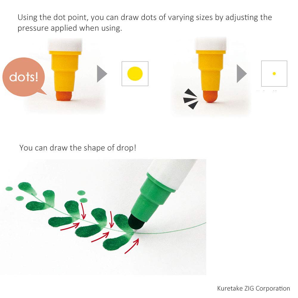 *需預訂【Kuretake日本吳竹】ZIG Clean Color Dot點點筆一般色 四色組 (TC-6100-4V), , large