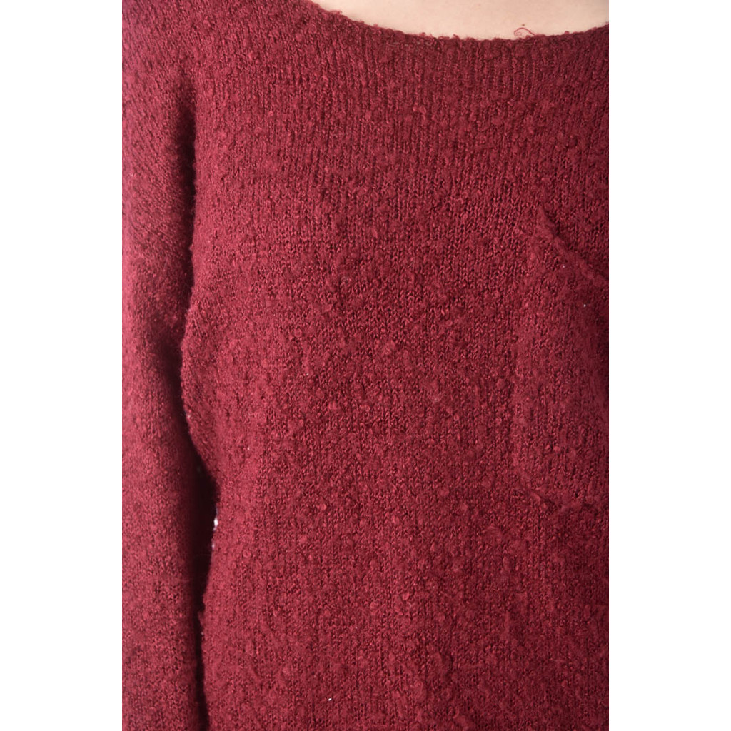 (F) 【又又私服】puffy質感棉質素面紅色毛衣二手衣, , large