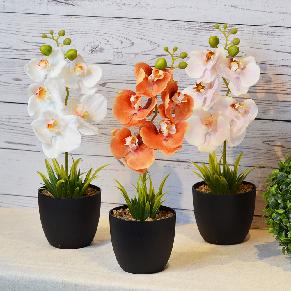 【YU Living】人造小蘭花盆 仿真蘭花盆栽 高30cm-粉色, , large