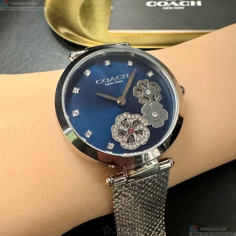 [星晴錶業]COACH手錶,34mm,CH00260銀寶藍色錶面銀錶殼銀色米蘭錶帶款, , large