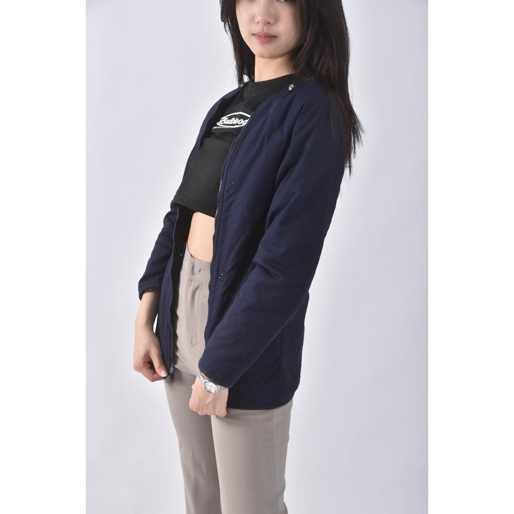 (XS（含）以下) 棉質純棉連帽可拆式藍色外套二手衣, , large