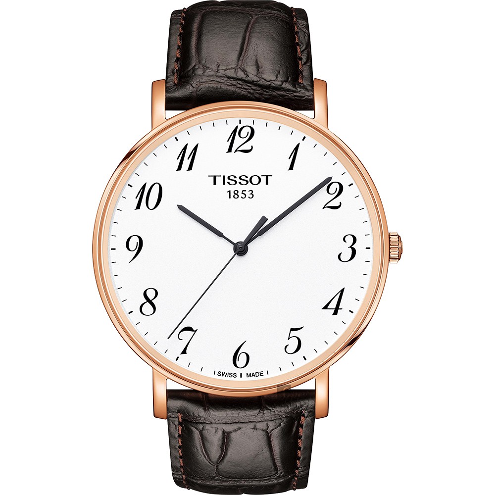 TISSOT 天梭 Everytime 經典雋永石英手錶-銀x玫塊金框/42mm  T1096103603200