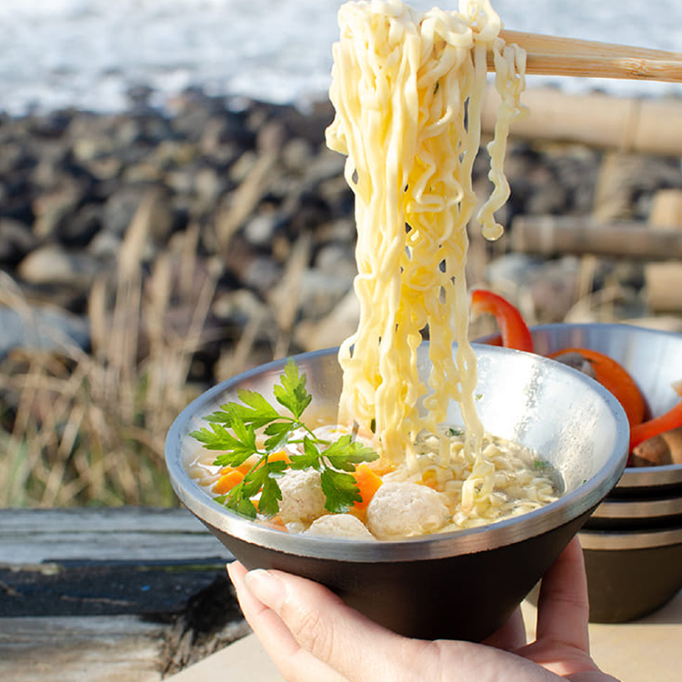 仙德曼雙層304不鏽鋼笠形碗-4入-抹茶綠+316不鏽鋼餐具組-4套入, , large