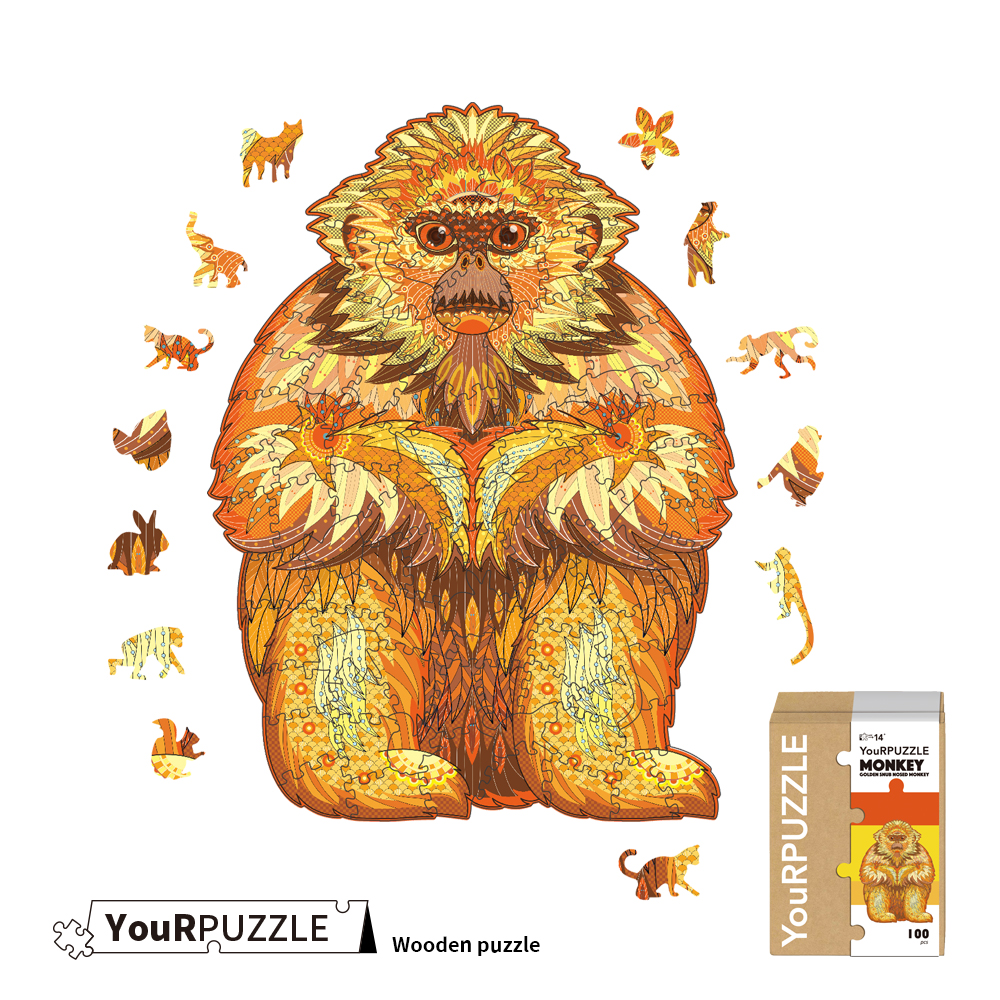[積木共和國] 【YouRPUZZLE】台灣現貨金絲猴拼圖(檢驗合格木質動物拼圖)