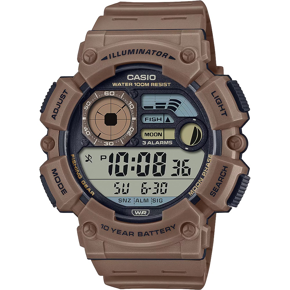CASIO 卡西歐 釣魚模式 月相數位手錶-奶茶色 WS-1500H-5AV, , large