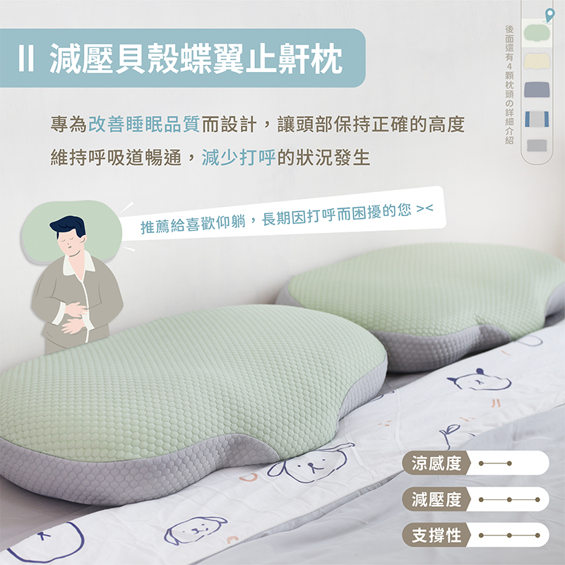 ［熊棉］冰爆涼感記憶枕｜減壓貝殼蝶翼止鼾枕｜涼感 慢回彈 止鼾 夏天必備 舒適 透氣 實用 枕頭, , large