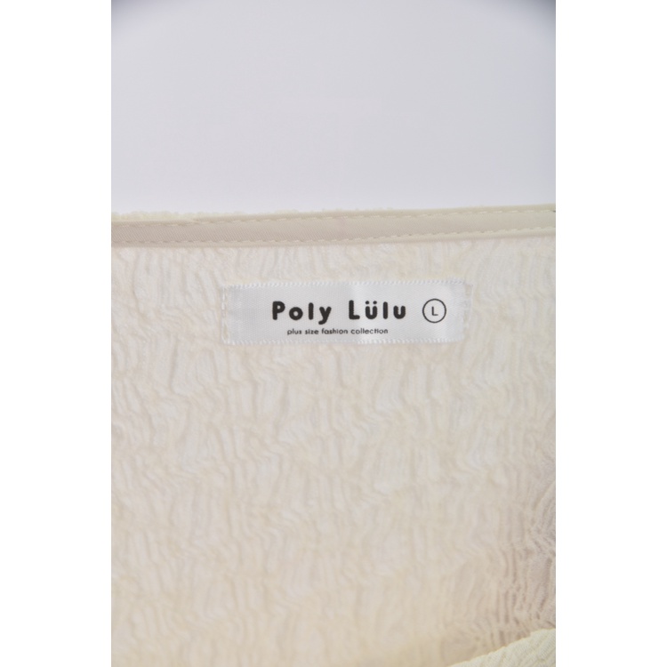 (L) poly lulu質感V領杏色短袖上衣二手衣, , large