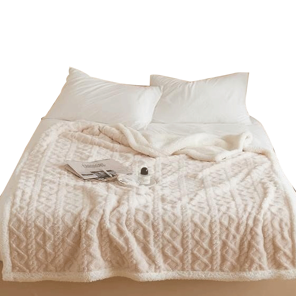 【DUYAN 竹漾】韓系牛奶絨 雙層加厚被毯 / 杏色奶油  (羊羔絨 蓋毯 沙發毯 棉被 露營 禮物), , large
