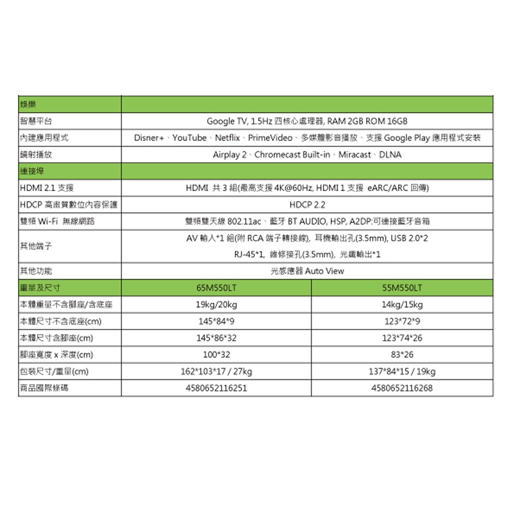 TOSHIBA東芝65型QLED 4K HDR Google液晶顯示器電視65M550LT, , large