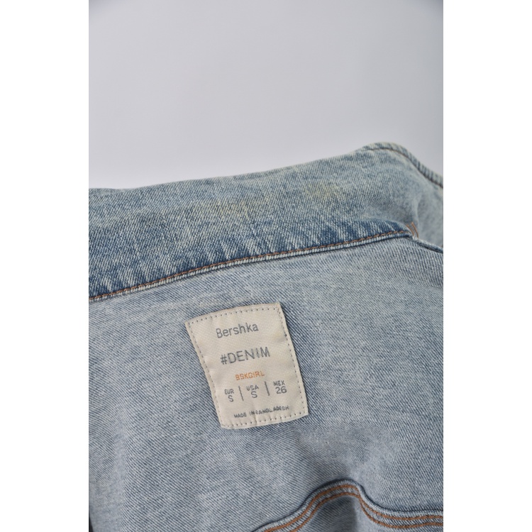 (S) bershka丹寧牛仔排扣藍色外套二手衣, , large