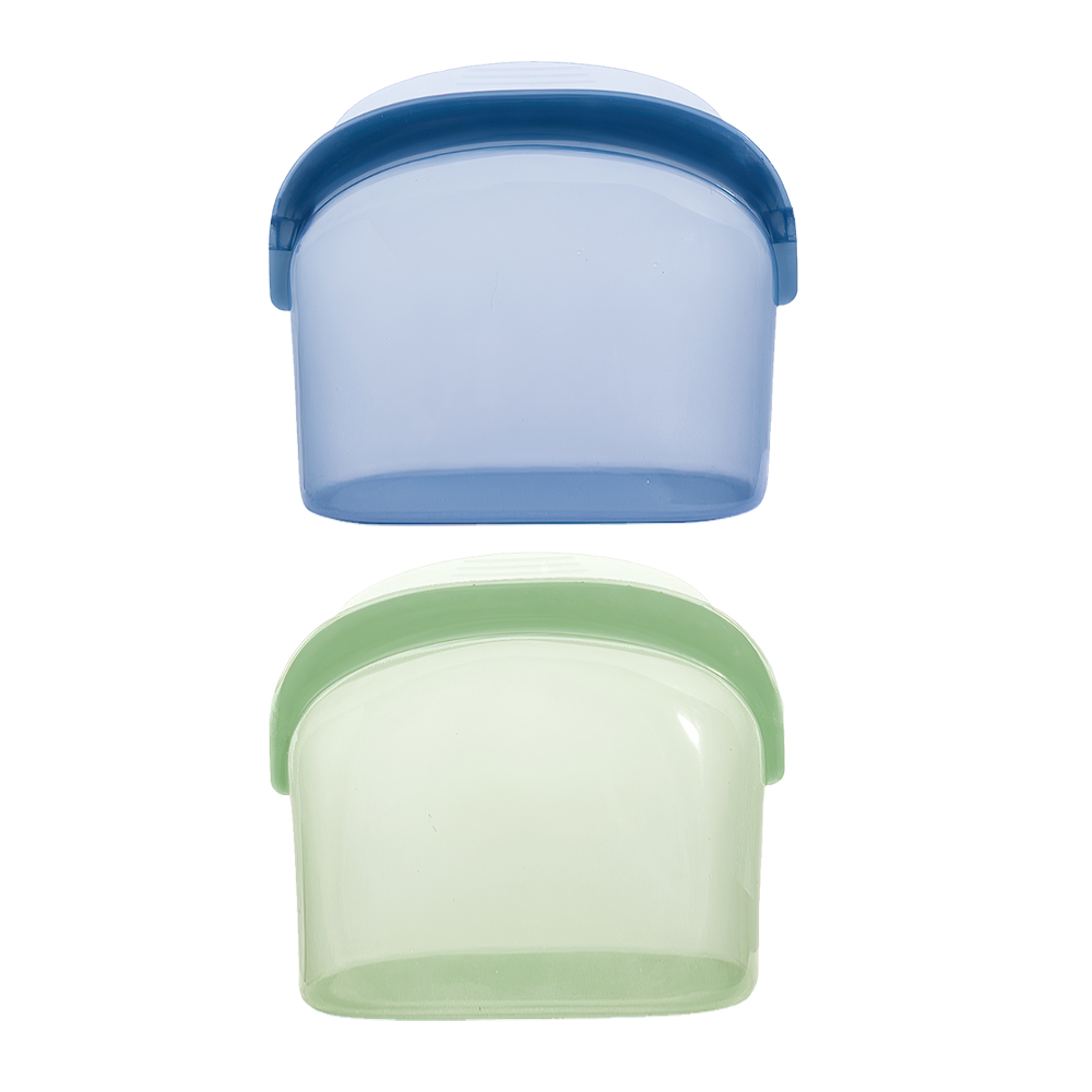 【上手家居】可立式矽膠保鮮袋3500ml-2入組-藍色+綠色(密封袋/食物袋/分裝袋/矽膠袋), , large