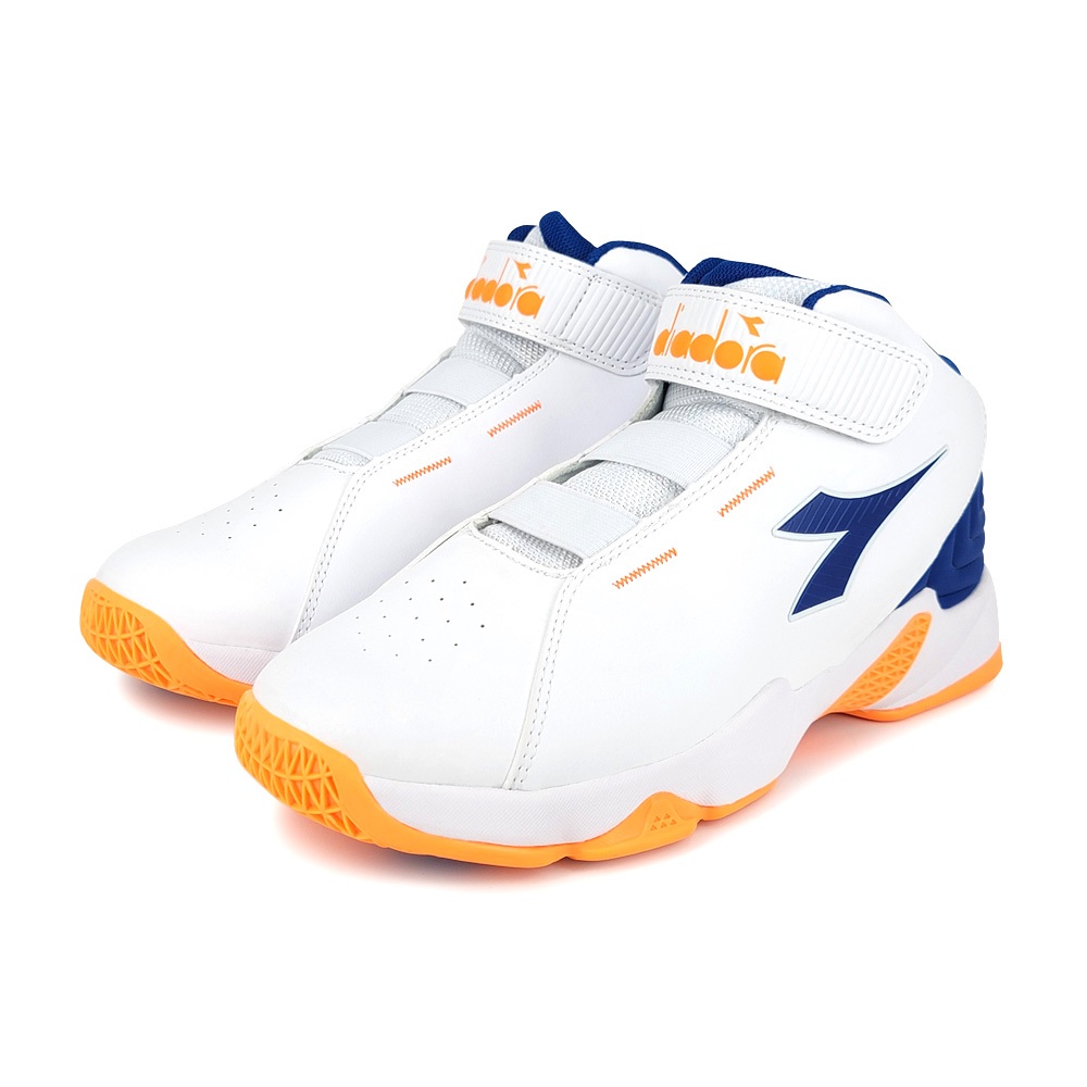 DIADORA迪亞多那 大童避震籃球鞋 童運動鞋 魔鬼氈 寬楦 保護後跟 抗菌 除臭 緩震 減壓 耐磨 防滑 白藍 黑紅, , large