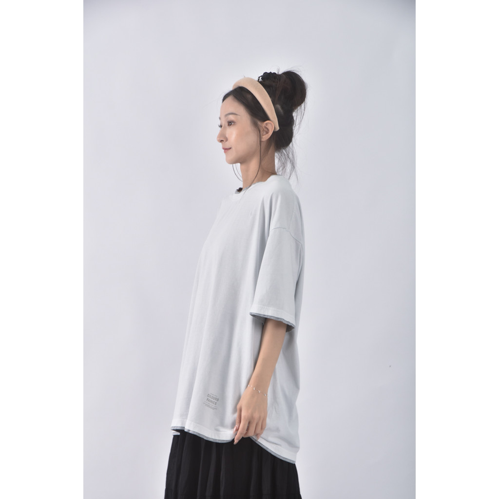(2XL) fifty percent質感假兩件白色短袖上衣二手衣, , large