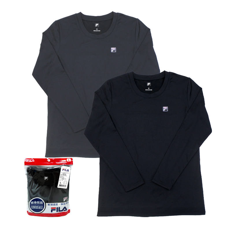 FILA女冬日暖感圓領長袖, , large