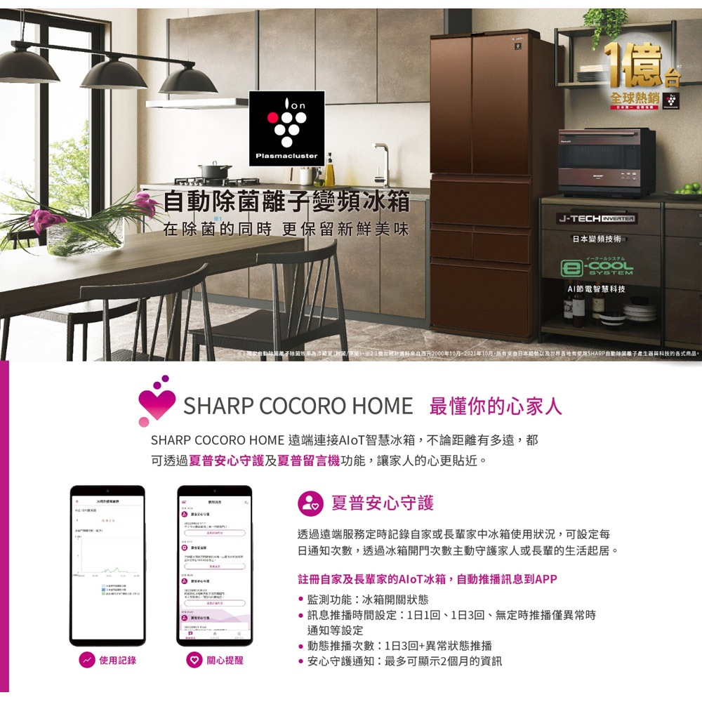 SHARP 夏普 504L AIoT智慧六門對開除菌變頻冰箱 璀璨棕 SJ-GK51AT-T, , large