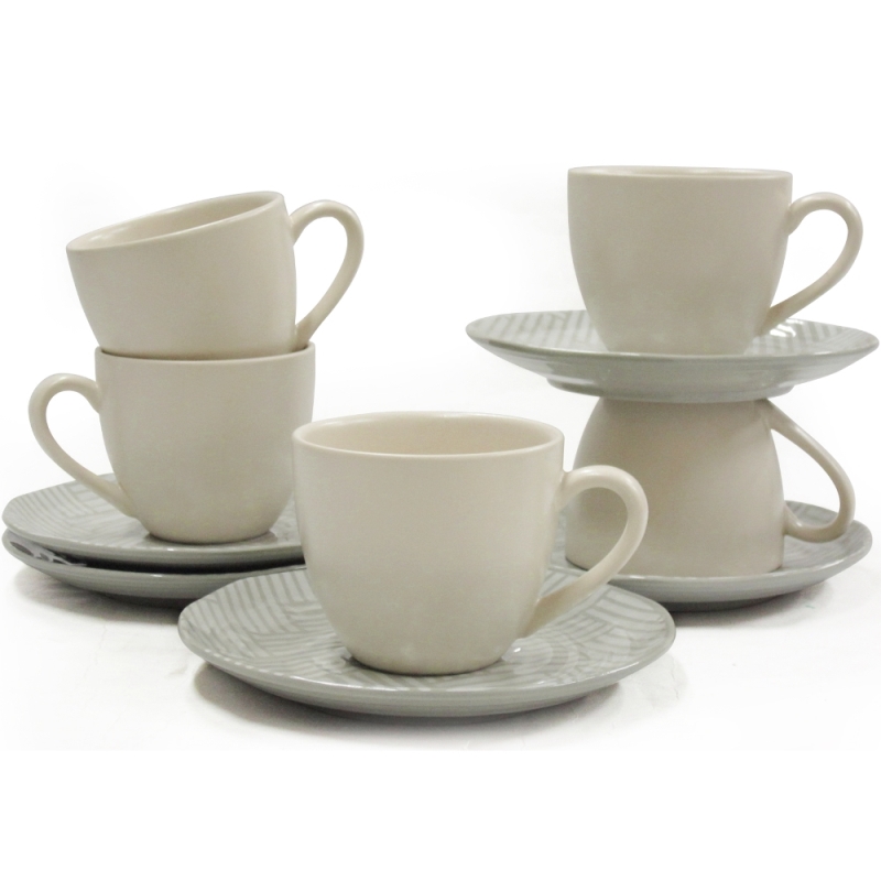 [豐名日本餐具] 咖啡杯五客入組 灰格 KANSAI / C00CS5-49, , large