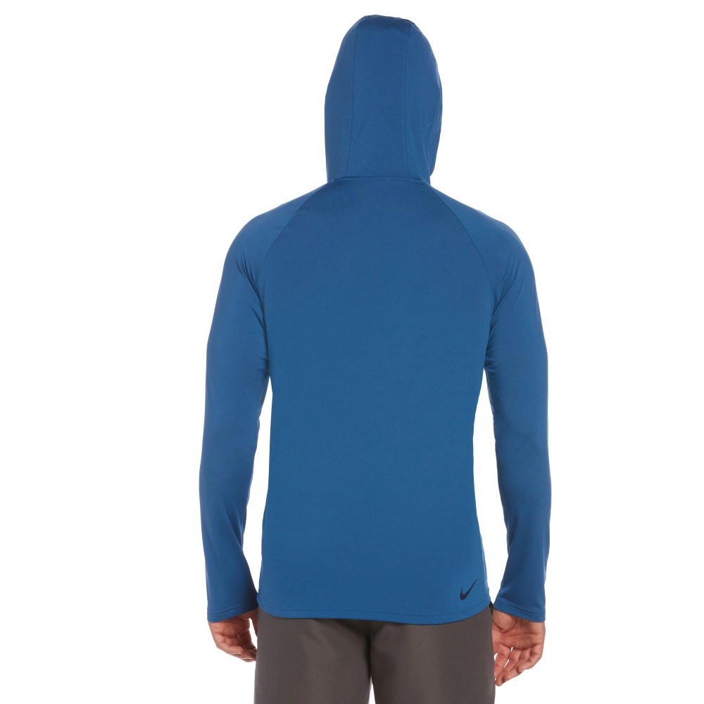 NIKE OUTLINE LOGO HOODED成人男性連帽防曬衣 戶外運動 乾爽 透氣 彈性 舒適 抗UV 黑 白 藍, , large