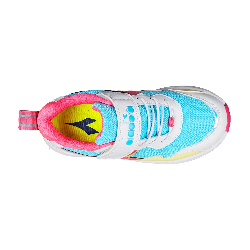 DIADORA迪亞多那 時尚兒童運動鞋 童運動鞋 童鞋 寬楦 透氣 保護後跟 吸震 減壓 健康鞋墊 止滑 黑藍 藍黃粉, 黑藍,22, large