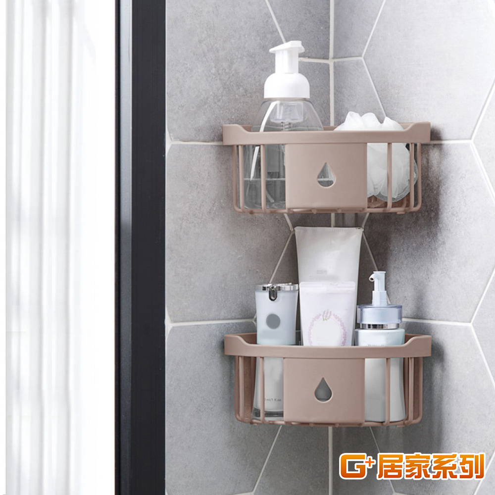 【G+居家】4入無痕貼三角收納籃(轉角架/角落架/廚房瓶罐架/組屋無痕瀝水架/免打孔層架/免鑽孔衛浴架), , large