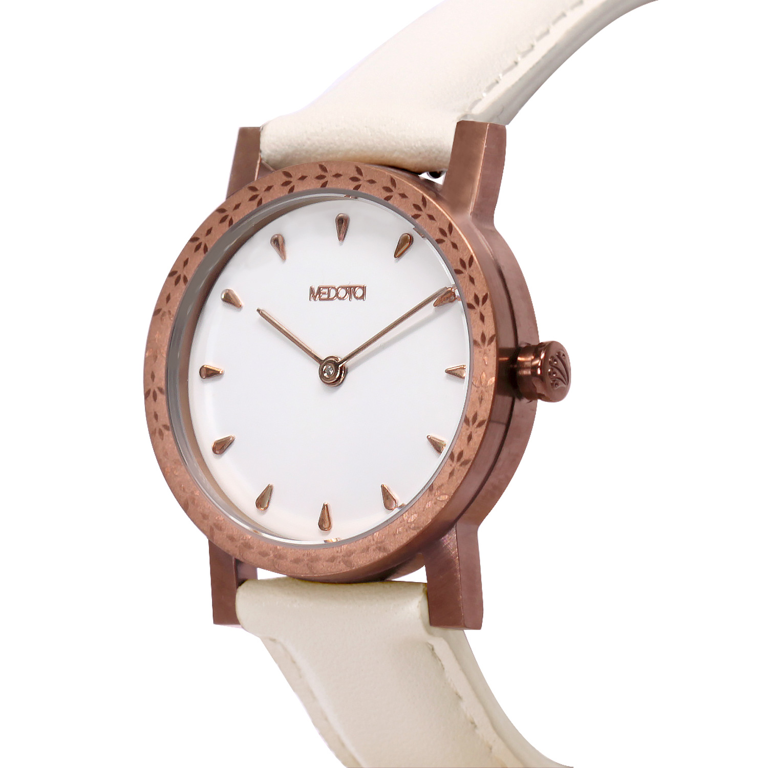 [MEDOTA] Autm series minimalist beige leather strap ladies watch / AT-9601, , large