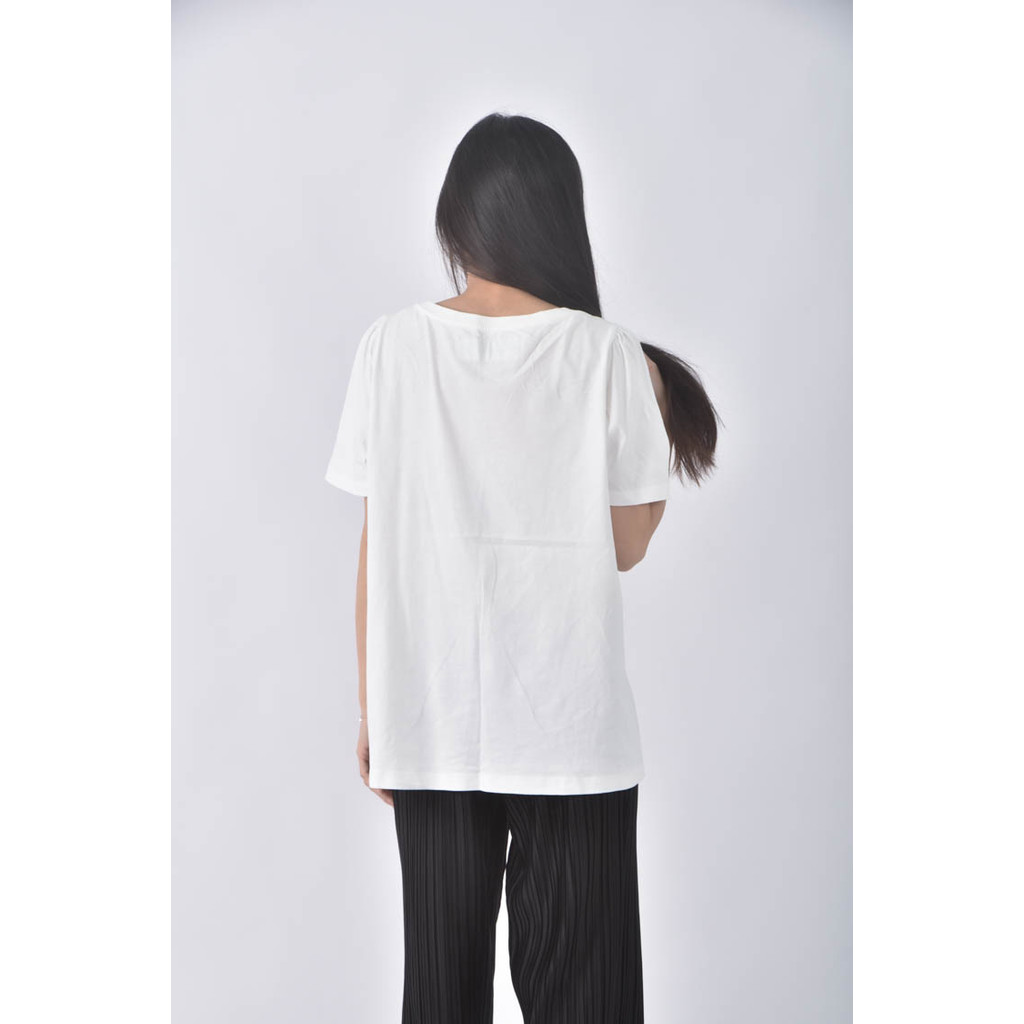 (L) united colors of benetton圖案白色短袖上衣二手衣, , large