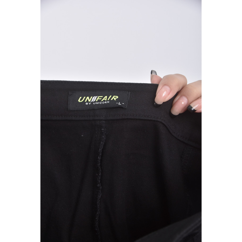 (XL) un fair質感丹寧牛仔黑色長裙二手衣, , large